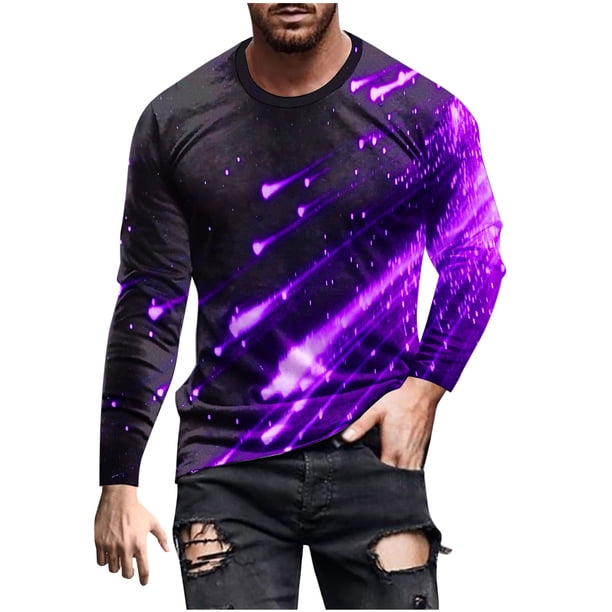 Blusas y camisas de manga larga y cuello redondo para hombre, camisetas casuales con estampado de moda y cuello redondo, blusas de licra de manga corta para hombre.