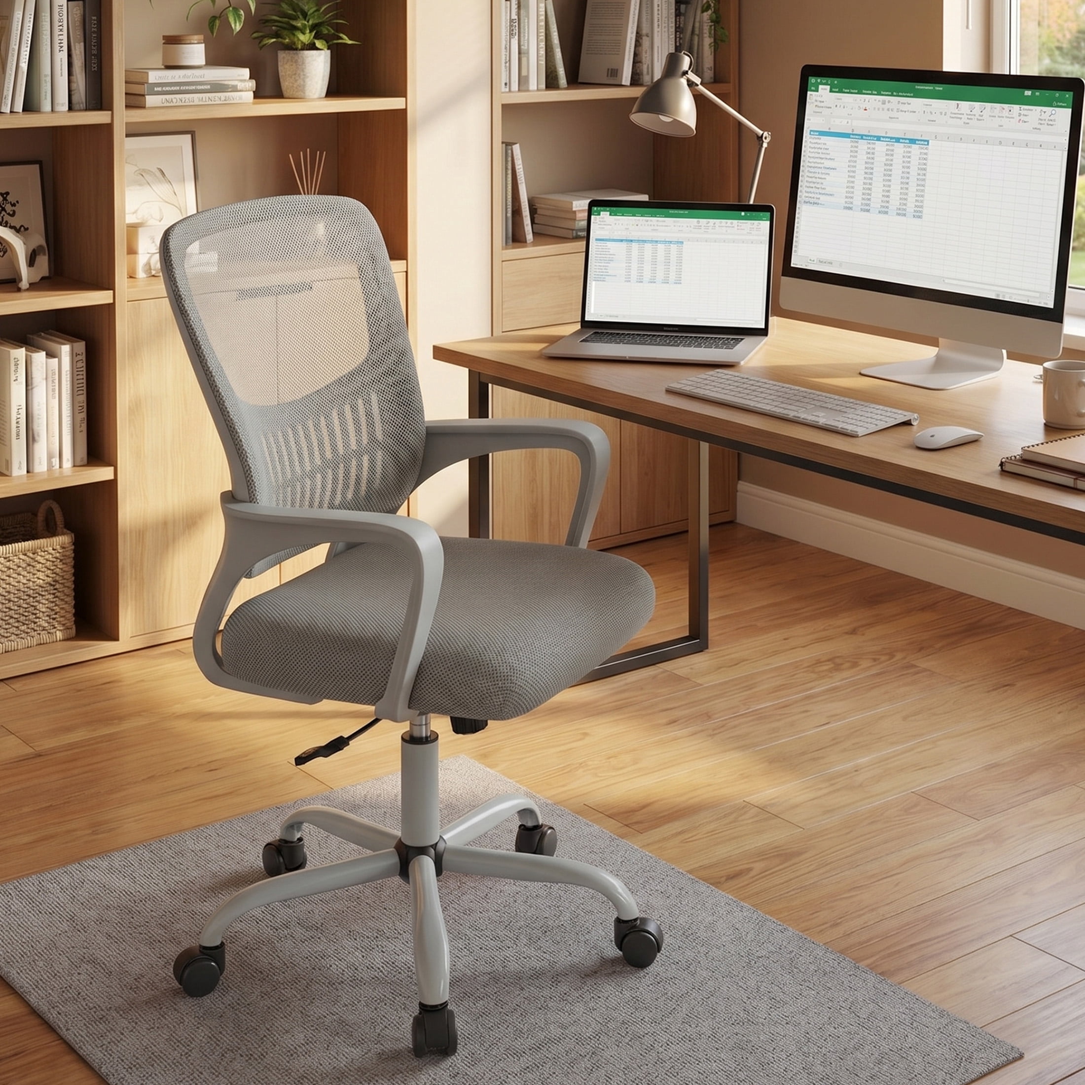 CONCETTA Office Chair, Ergonomic Mesh Back Computer Desk Chair with Lumbar Support, Adjustable Swivel Executive Office Task Chair for Home and Work, Gray