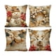 thumbnail image 1 of Juego de 4 fundas de almohada navideñas | Fundas de almohada con estampado navideño de Papá Noel | Fundas de cojín decorativas de poliéster de 45 x 45 cm para sofá cama y salón, 1 of 5