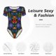 thumbnail image 4 of Balery Colorful Floral Body de cuello redondo de manga corta para mujer Tops de manga corta Tops básicos-Medium, 4 of 7