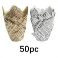 thumbnail image 4 of 50Pcs Newspaper Tulip Cupcake Liners, Muffin Tins Liners, Medium Size Heat and Oil Paper Cups, Natural Wood Pulp, Greaseproof, Waterproof, Non-Toxic - Ideal for Multiple Occasions, 4 of 5