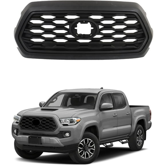 SHZAITOR Front Bumper Hood Grille and Frame Matte Black Honeycomb Style Replacement for Toyota Tacoma 2016-2023