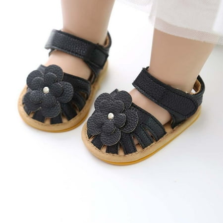 Simplmasygenix Toddler Shoes Clearance Toddler Infant Baby Girls Leather Sandals Summer Bowknot Flats Flower Shoes