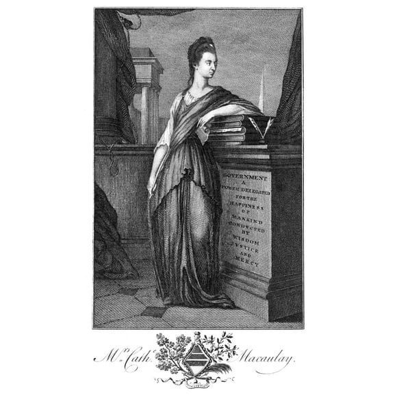 Catherine S. Macaulay /N(1731-1791). Historien Anglais. Gravure sur Acier, Anglais, Début du XIXe Siècle. Affiche Imprimée par (18 x 24)