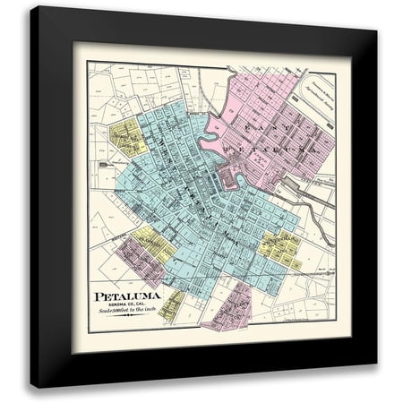 Thompson 12x12 Black Modern Framed Museum Art Print Titled - Petaluma California - Thompson 1877