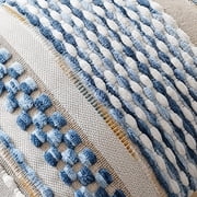 Fancy Homi 2 Pc Textured Chenille Throw Pillow Cover, 16x16 Inch, Boho Sky Blue Striped Decorative Cushion Case for Couch Living Room Bed