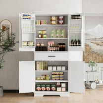 Yeshouse 71.7 Inch Kitchen Pantry Cabinet,Freestanding High Cupboard Bathroom Storage Cabinet with 2 Drawer & Cabinets, 3 Adjustable Shelves, 6 Door Shelves,for Living Room, Kitchen