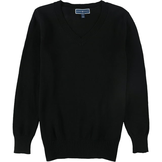 Karen Scott Womens Solid Pullover Sweater, black, M