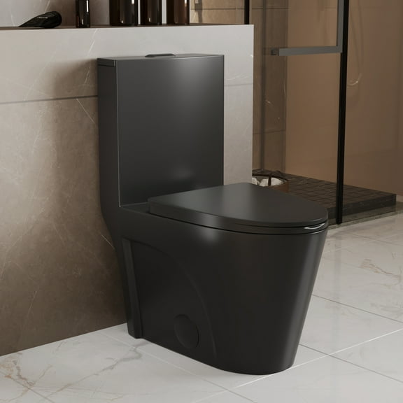 Ace 1.6 GPF Dual-Flush Toilet Modern Elongated One-Piece Toilet for Floor Mounted Glazed Surface (Seat Included) DV-1F0027R