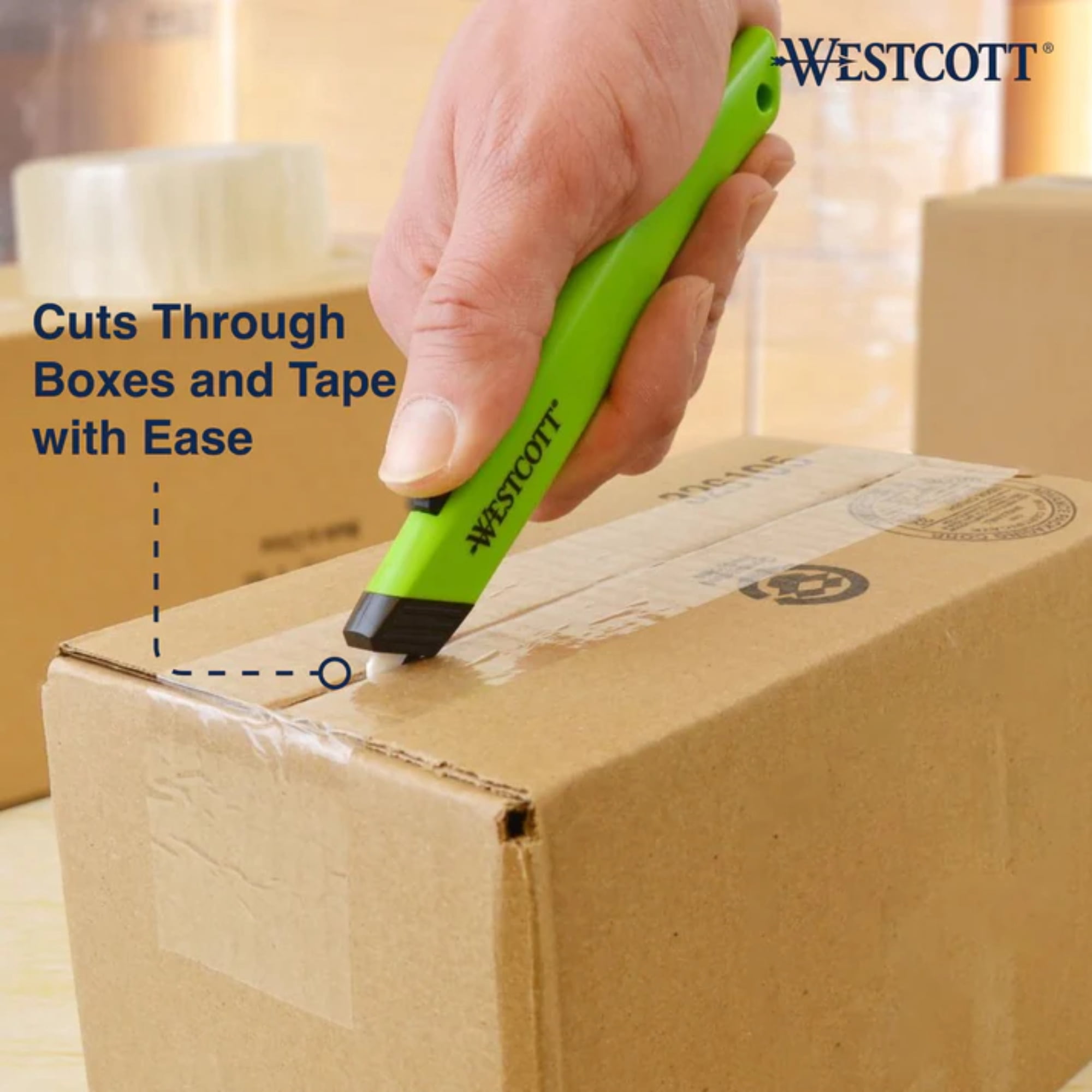Westcott Full Size Ceramic Blade Retractable Utility Cutter, 3-pack, Green
