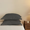 thumbnail image 3 of 2-Pieces Cotton Dark Grey Embroidered Quilted Pillow Shams Euro Size, 3 of 4