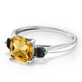thumbnail image 3 of Gem Stone King 10K White Gold Yellow Citrine and Black Onyx 3 Stone Engagement Ring for Women (1.66 Cttw, Cushion 7MM, Gemstone November Birthstone, Size 9), 3 of 5