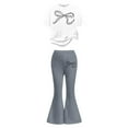 thumbnail image 3 of XIYON Girls Clothing Set Stylish Girls Casual Outfit With Bow Printed And Flared Pants For Everyday Wear 9-10 Years, 3 of 5