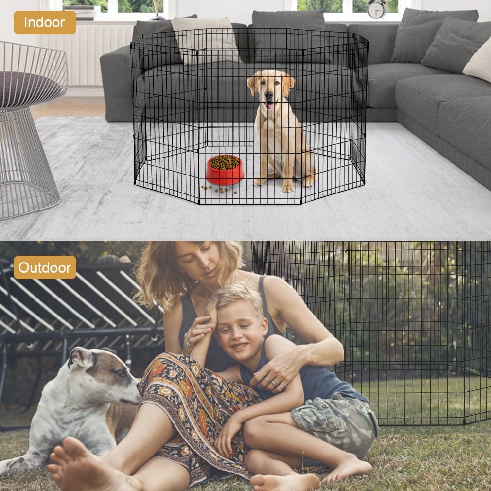 Bestpet 24"H Dog Playpen, Black, 8 Panel