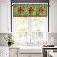 thumbnail image 3 of Christmas Red Kitchen Curtains and Valances Set, Octopus Green Checked Snowflake Plants Rod Pocket Window Valance 18 Inch Window Curtain Panels for Living Room Bedroom Laundry, 27.5x24in, 3 Pieces, 3 of 7