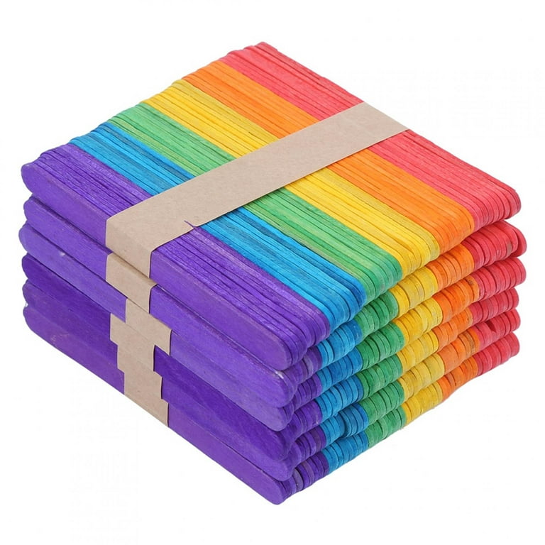 Comfy Package 6” Colored Popsicle Stick Set Wooden Sticks for Crafts,  Assorted 100-Pack