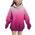 thumbnail image 2 of SERTG Kids Winter Top Gradient Glitter Casual Printed Hoodie Long Sleeves with Pockets Hoodie Top for Children 4-14 Years(Hot Pink,7 Years), 2 of 9