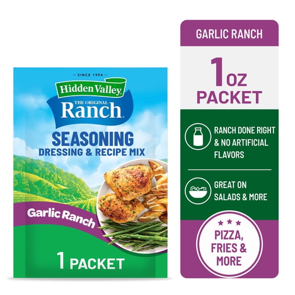 Hidden Valley Seasoning Garlic Ranch Dressing Mix, 1 oz Packet