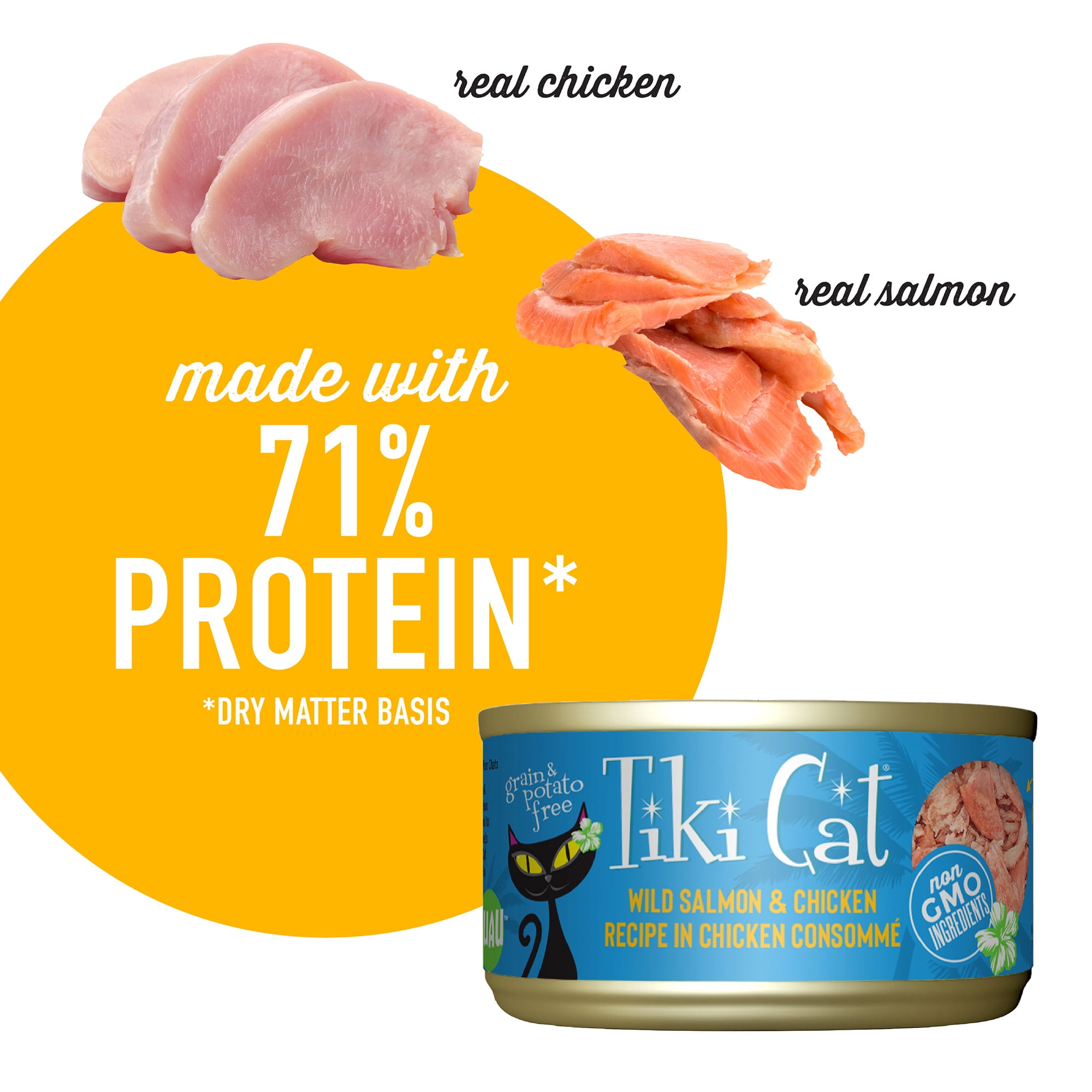 (24 pack) Tiki Cat Luau Wet Cat Food, Wild Salmon & Chicken, 2.8 oz. Can