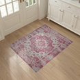 thumbnail image 3 of ODIKA 3'x5' Washable Accent Rug Pet Friendly, Non-Shedding Mat Quicksand Vintage Scroll Distressed Faded Inspired Print Pink for Bedside, Nursery Room, 3 of 7