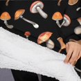 thumbnail image 3 of Oversized Wearable Blanket Hoodie,Brown Mushroom Pattern Black Pattern Sherpa Blanket Hoodie with Super Pockets,Super Warm Fuzzy Pullover for Women & Men, 3 of 6