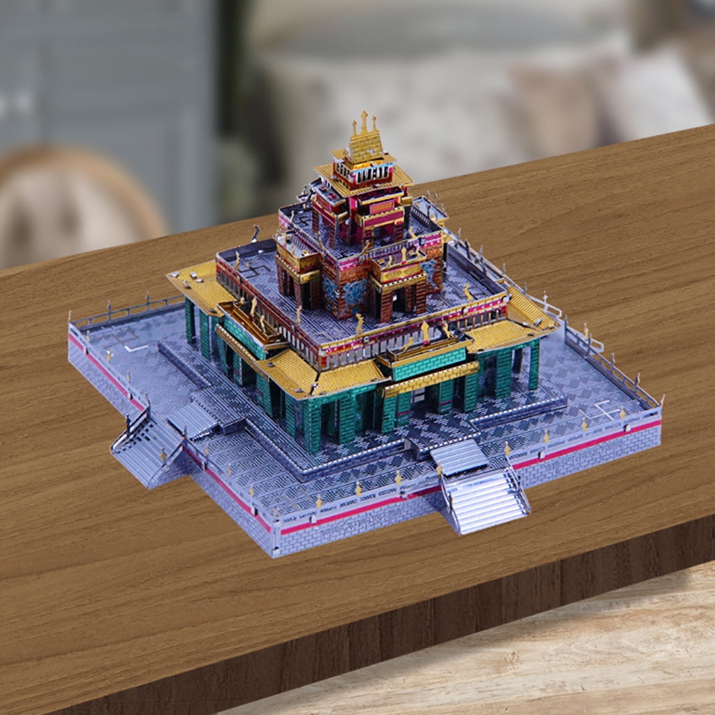 3D Metal Tibetan Buddhist Temple Puzzle Jigsaw Model Assembly Kit Home Decor