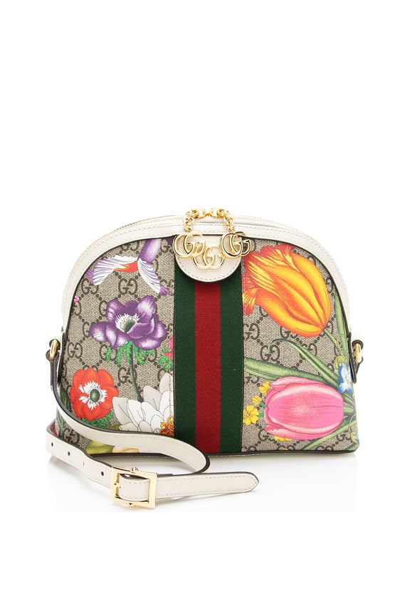 Pre-Owned Gucci GG Supreme Flora Ophidia Dome Small Shoulder Bag