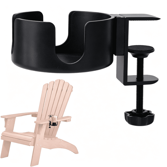 NORIZF Cup Holder for Chair Compatible with Adirondack | Adjustable Outdoor Drink Holder, Sturdy Durable Non-Spill Non-Slip Cup Clamp for Outdoor Lawn Camp Lounge Chair Table