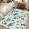 thumbnail image 4 of Elephant Giraffe Area Rugs 3x5 ft Lion Zebra Pink Flower Tropical Plant Animal Blue Washable Rug Non Slip Indoor Carpet Absorbent Floor Mat for Living Room Bedroom Dining Room, 4 of 9