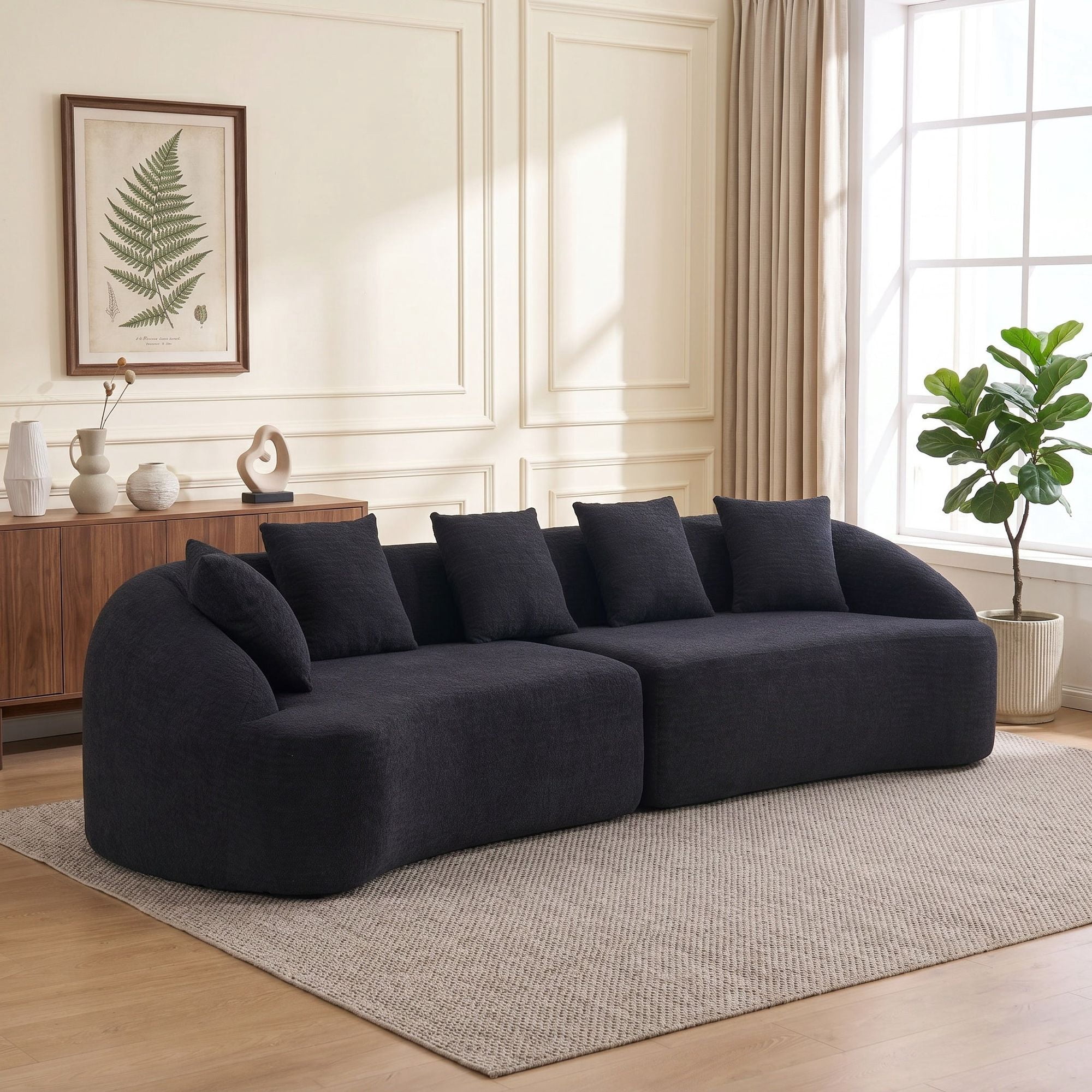 Sailvan 110" Curved Modular Sectional Sofa, High-Density Chenille Sleeper Couch for Living Room