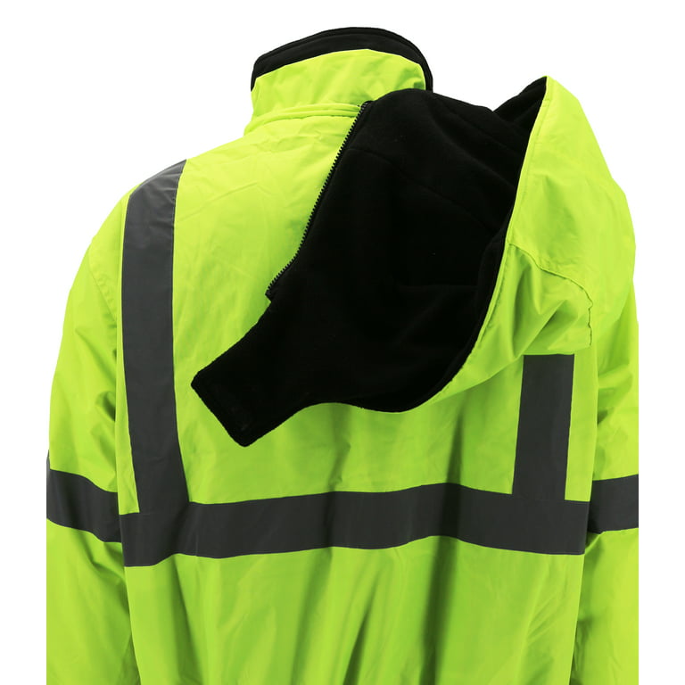 Uno Mejor High Visibility Safety Jackets, Construction Coats with Pockets  for Men& Women, Rain Jacket for Winter Cold Weather, Waterproof High Vis  Rain Coat, Class 3, Yellow-Black, 3XL 
