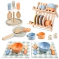 thumbnail image 1 of Pithfor Wooden Play Cookware Set, Pretend Play Kitchen Accessories Toys Set for Kids Toddlers, Including Play Dishes, Pan, Tableware, Utensils, 1 of 7
