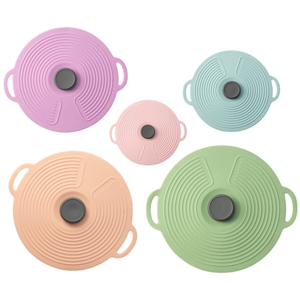 Set de 5 Tapas de Silicona para Tazones Microondas Resistente al Calor Tapa Anti-salpicaduras Reutilizable
