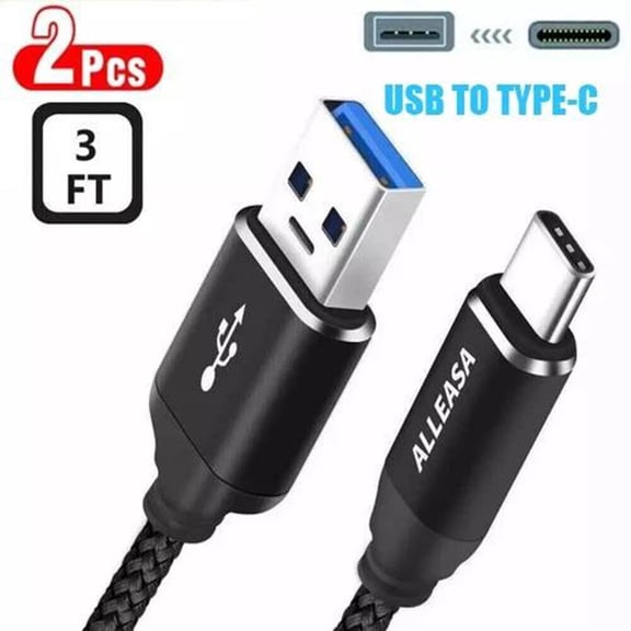USB-A to USB-C [2Pack, 3FT]Cable, Type C Charging Cable Adapter Braided Cord Rapid Sync Charger Connector