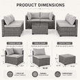 thumbnail image 3 of Seizeen Outdoor Furniture, 7PCS Patio Furniture Set Sectional Sofa with Cushions, Front Porch Balcony Furniture Conversation Couch Set with Table, 3 of 10