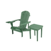 W Unlimited SW2101GS-CHET Earth Collection Adirondack Chair with Phone & Cup Holder, 1 Chair & 1 End Table Set - Sea Green