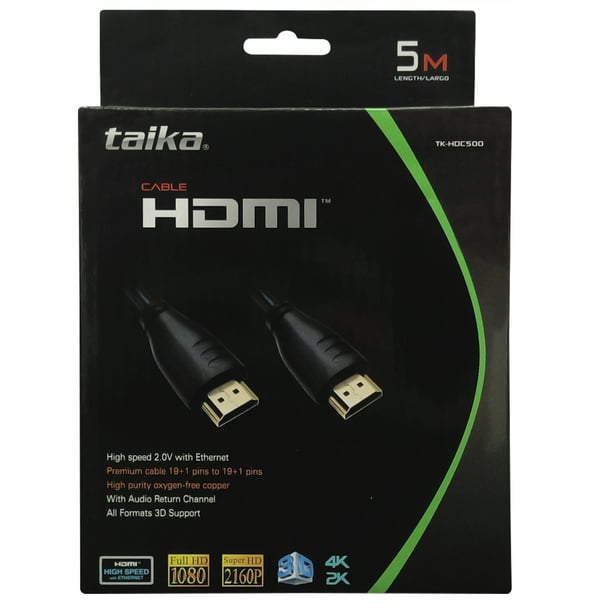 Cable HDMI 5 metros TAIKA 2K 4K 3D Full HD Super HD 60HZ Walmart en linea