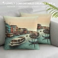 thumbnail image 3 of Orinice  Scenery Throw Pillow Cushion Cover, Venezia City Italian Landscape with Old Houses Gondollas and Spikes Image, Decorative Square Accent Pillow Case,  Orange and Yellow White, 3 of 5