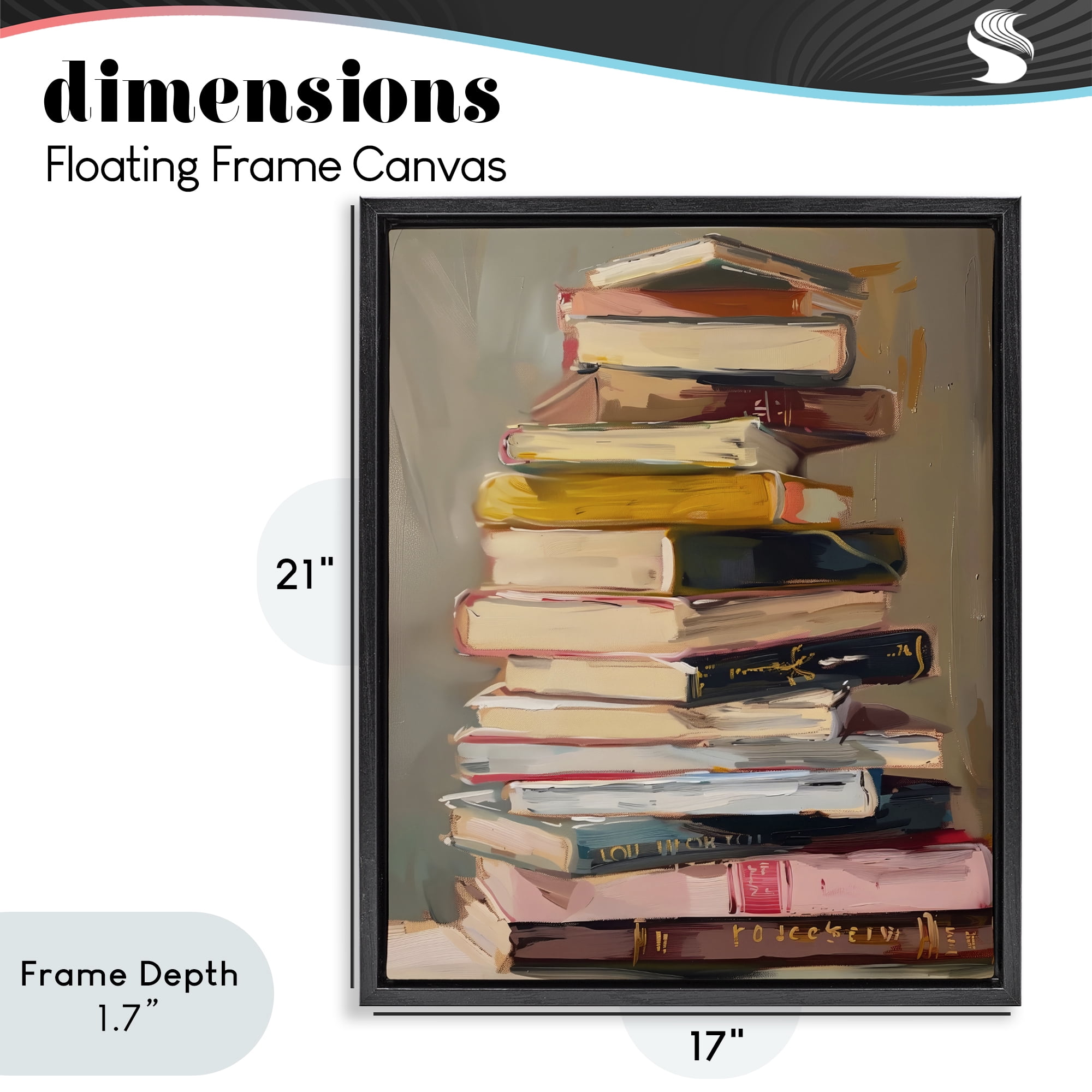 Stupell Industries Well Loved Bookstack Black Framed Floater Canvas Wall Art, design by LSR Design Studio