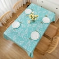 thumbnail image 4 of Vinyl Tablecloth with Flannel Backed Waterproof Oil-Proof PVC Table Cloth Wipeable Spill-Proof Plastic Table Cover for Indoor and Outdoor(Blue Leaves, 60 x 102 Inch Rectangle), 4 of 6