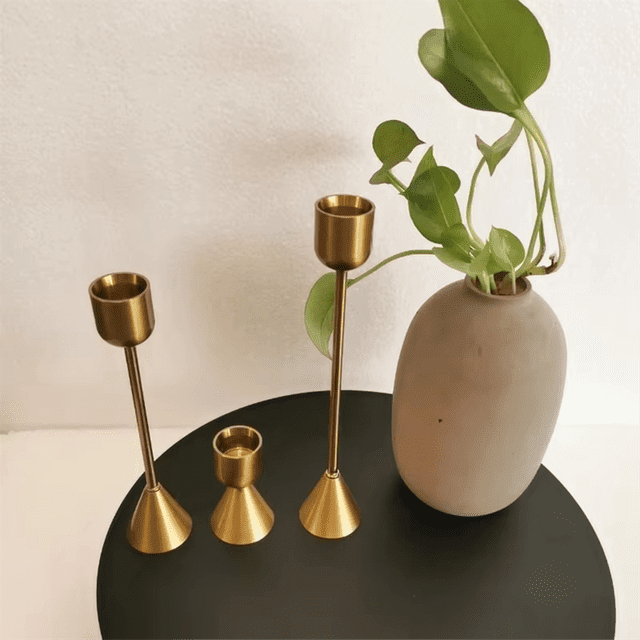 3Pcs/Set Chinese Style Metal Candle Holders Simple Golden Wedding Decoration Bar Living Room Decor Home