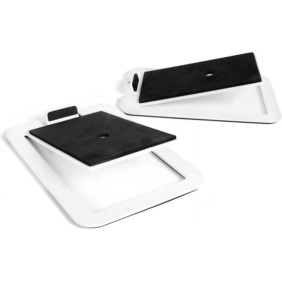 Kanto S4W Medium Desk Top Speaker Stands with 16-Degrees of Tilt & Mounting Hole with 16-Degrees of Tilt & Mounting Hole Pair, White
