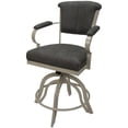 thumbnail image 4 of Miami Bar Height 30"Swivel Tilt Metal Bar Stool-Charcoal Gray Fabric-Beige Frame, 4 of 5