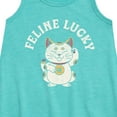 thumbnail image 2 of Instant Message - Feline Lucky Graphic Sleeveless Aline Dress, 2 of 5