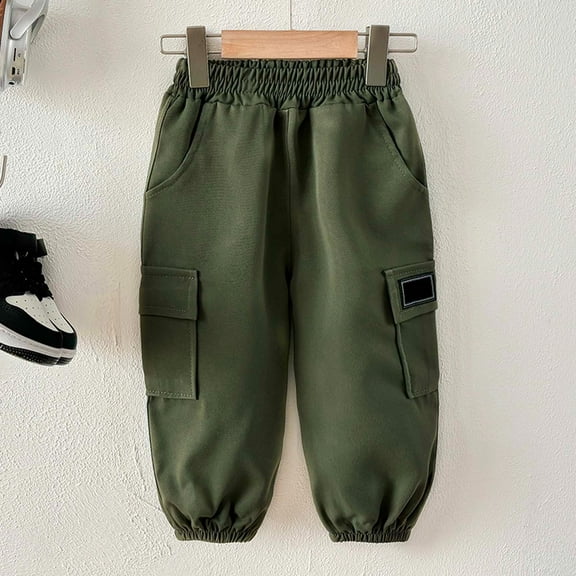 MAIHAN-Boys' Casual Pants - Big Kids' Soft Loose Denim Jeans,Boys & Girls Cargo Pants Loose Fit | Soft Casual Trousers for Toddler to Big Kids Daily Wear(Green,3-4Years)