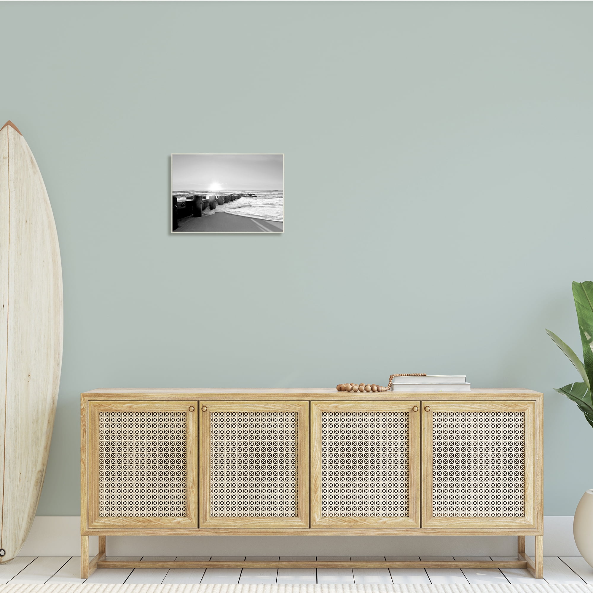 Stupell Indtries Beach Tide Sea Foam Landscape Black White Photography,19 x 13,Design by Natalie Carpentieri
