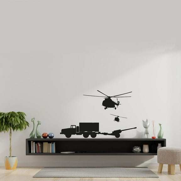 Military Swat Team Army Men Soldier Truck Vehicle Shadow Wall Sticker Art Decal for Girls Boys Room Rooms Playroom Bedroom Gym House Home Decor Stickers Walls Art Vinyl Decoration Size (20x20 inch)