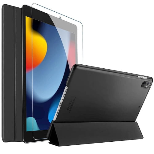 For iPad Air 13 Inch M2 Case 2024 / iPad Pro 12.9 Inch Case 6th/5th/4th Generation Case with Screen Protector Pencil Holder,Slim Soft TPU Back Tablet Cover, Auto Sleep/Wake Protective Cover - Black