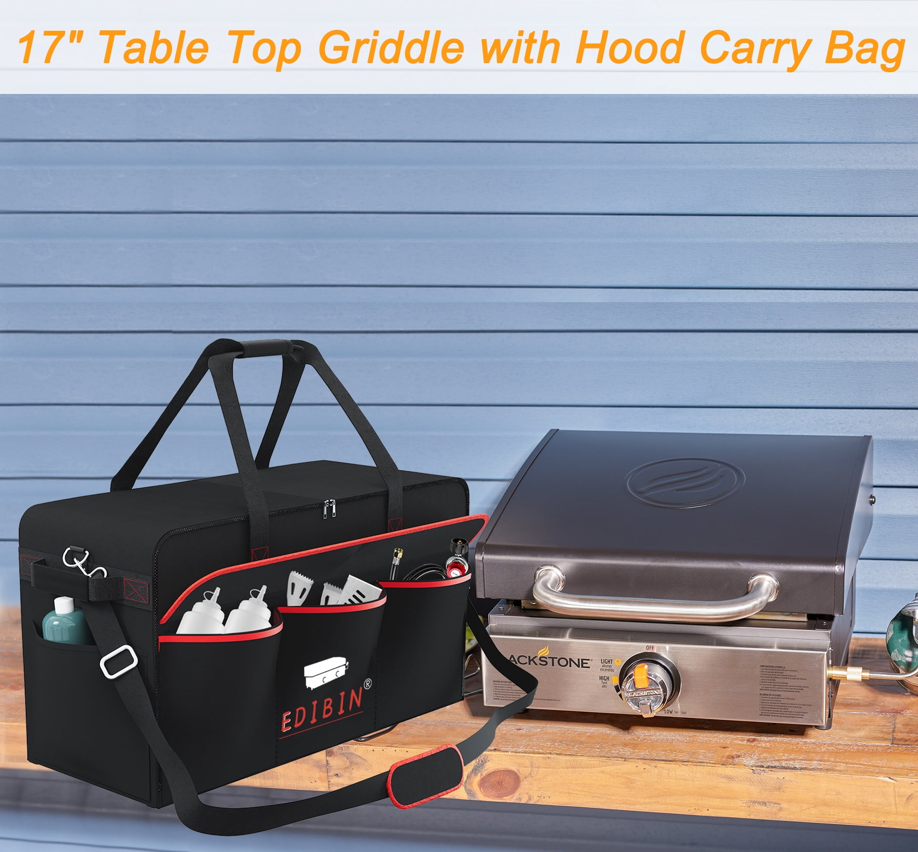 17 Inch Griddle Carry Bag for Blackstone 1814 17 inch Tabletop Griddle with Hood Lid,Exclusively for Blackstone Tabletop Griddle 17 inch with hood,600D Polyester Heavy Duty
