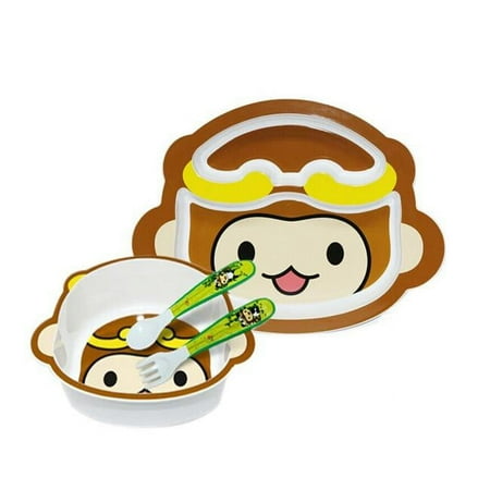 Panda Superstore PS-BAB166802011-HIROCO00916 4 Piece High Quality Lovely Sun Wukong Healthy Baby Dinnerware Set